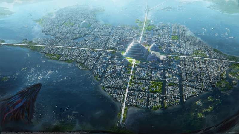 Dragons conquer America - Tenochtitlan city fondo de escritorio