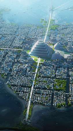 Dragons conquer America - Tenochtitlan city Móvil Vertical fondo de escritorio