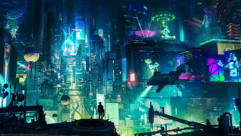 Cyberpunk City fondo de escritorio