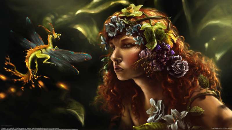 Flora and the Dragonfly fondo de escritorio