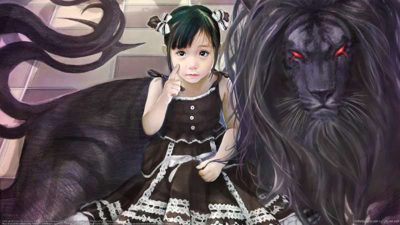Girl and Lion fondo de escritorio