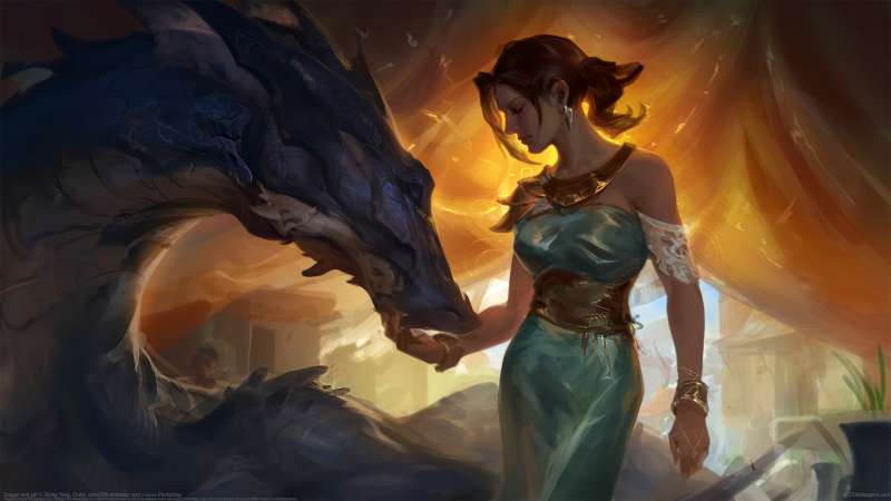 Dragon and girl fondo de escritorio