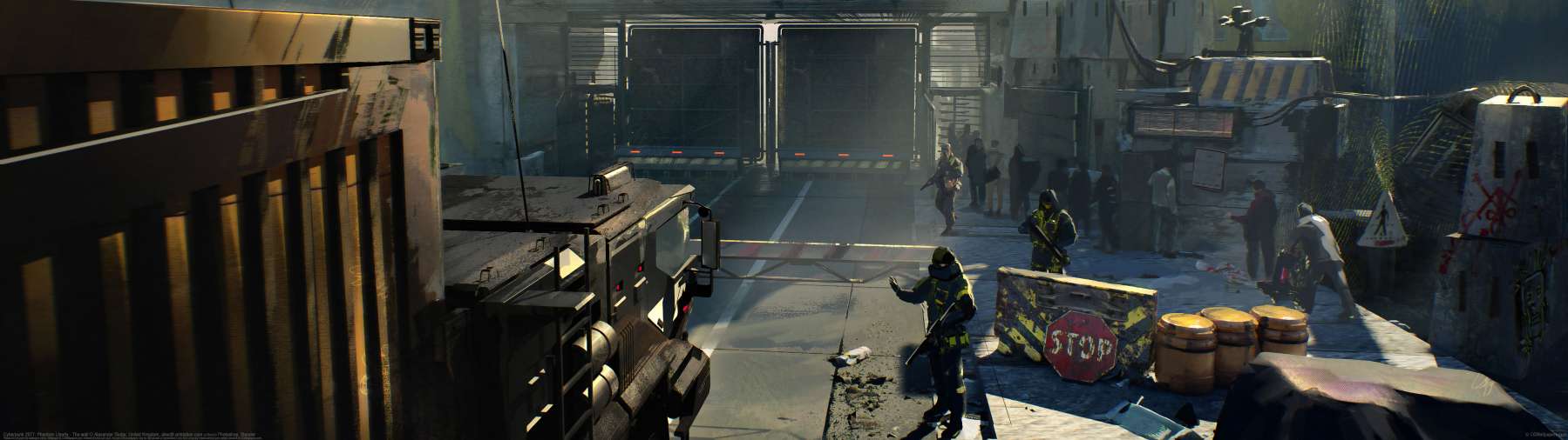 Cyberpunk 2077: Phantom Liberty - The Wall ultra ancha fondo de escritorio