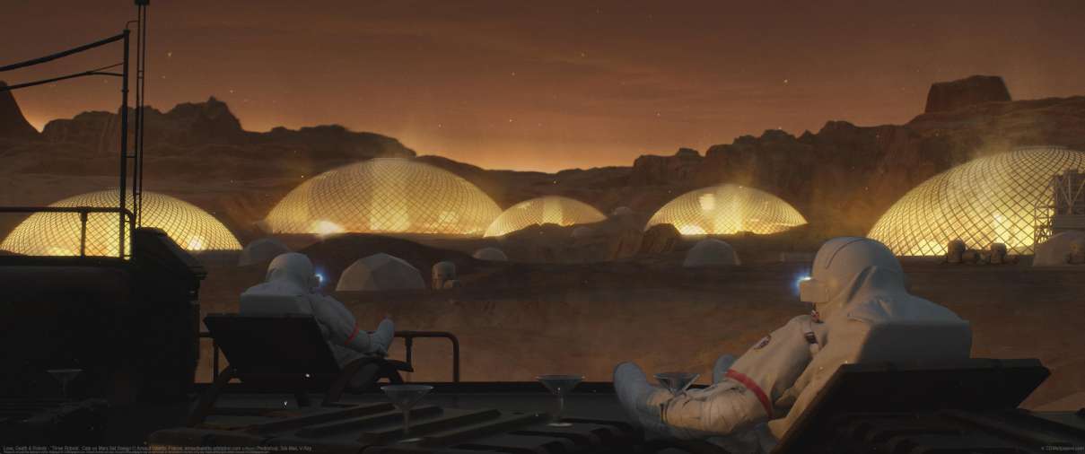 Love, Death & Robots - 'Three Robots', Cats on Mars Set Design ultra ancha fondo de escritorio