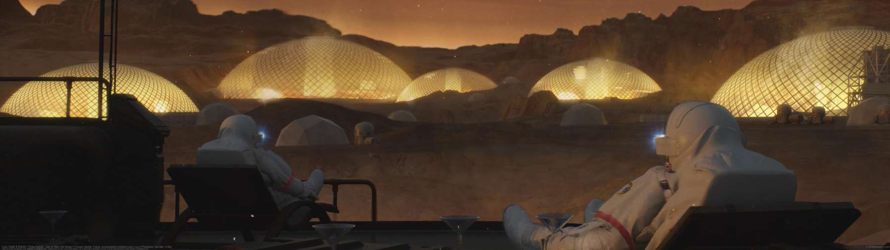 Love, Death & Robots - 'Three Robots', Cats on Mars Set Design ultra ancha fondo de escritorio