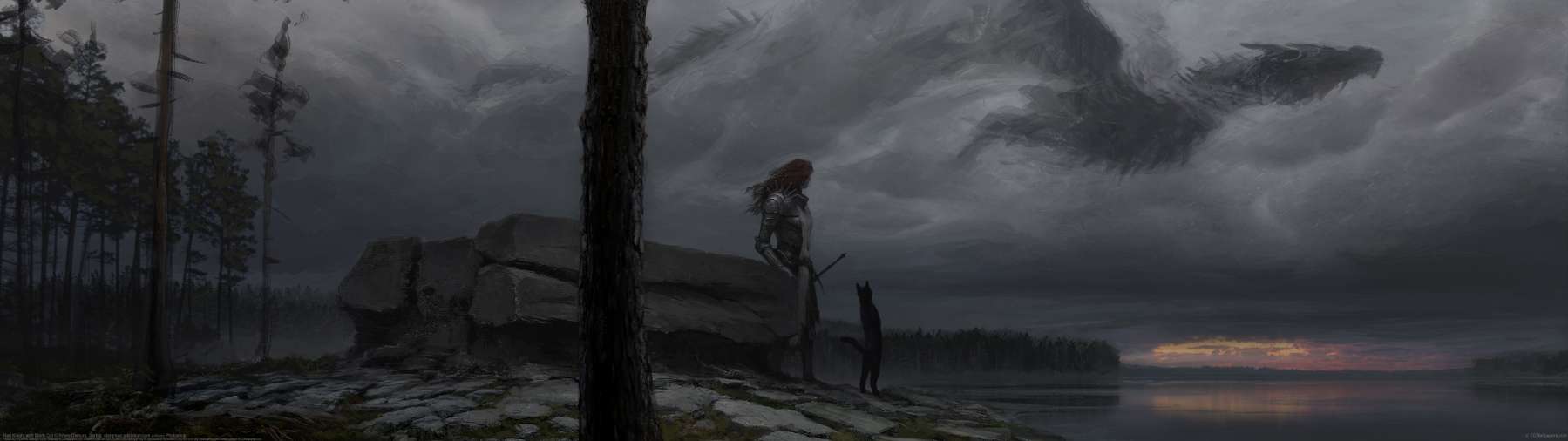 Red Knight with Black Cat ultra ancha fondo de escritorio