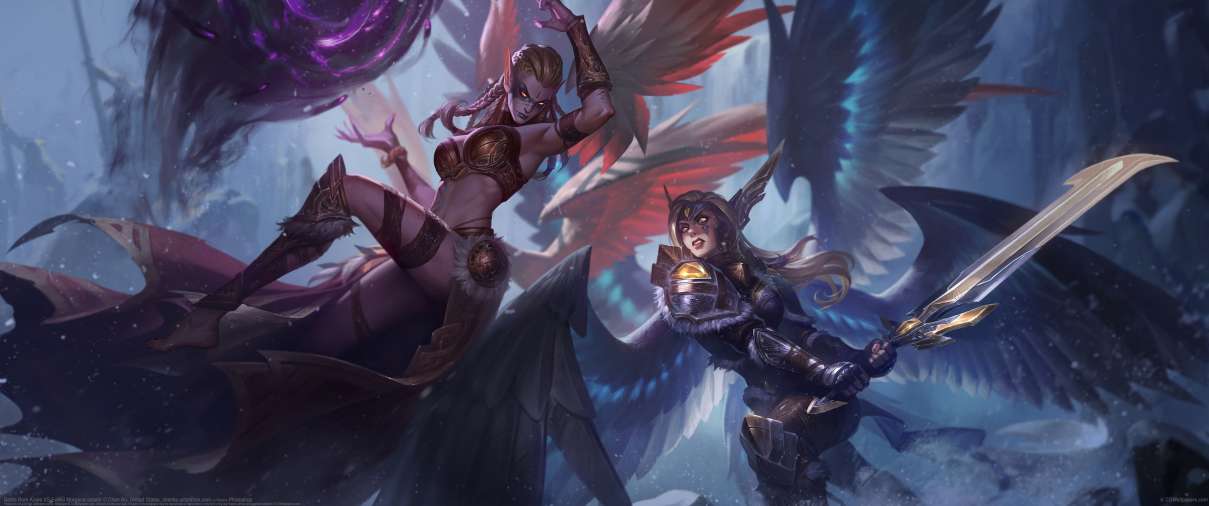 Battle Born Kayle VS Exiled Morgana splash ultra ancha fondo de escritorio