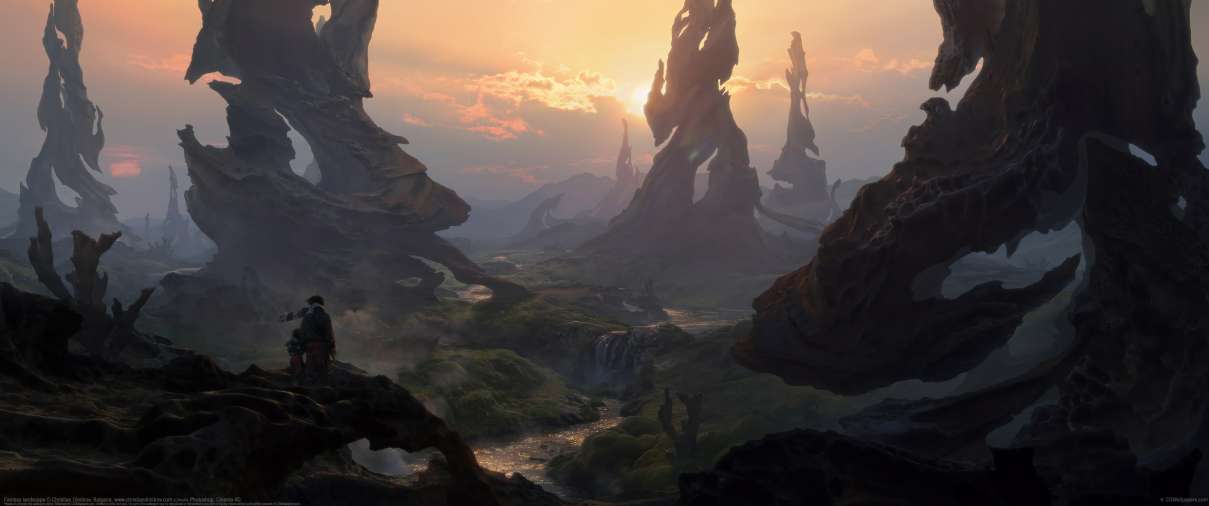 Fantasy landscape ultra ancha fondo de escritorio