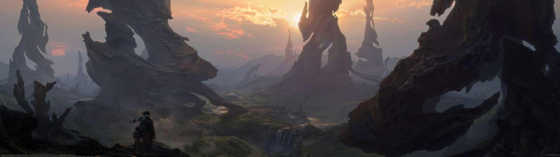 Fantasy landscape ultra ancha fondo de escritorio