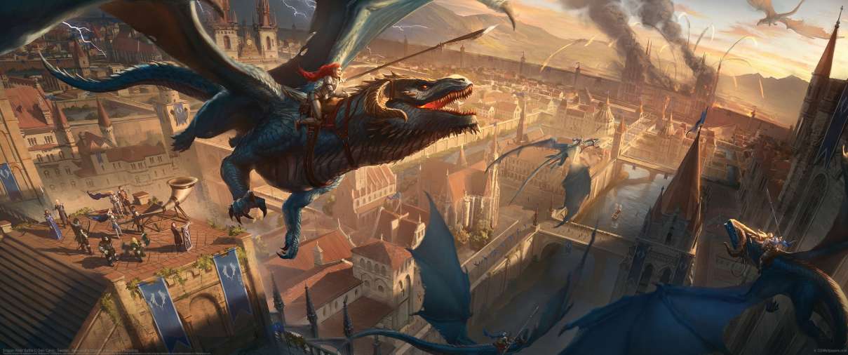 Dragon Rider Battle ultra ancha fondo de escritorio