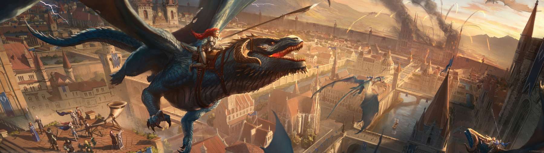 Dragon Rider Battle ultra ancha fondo de escritorio