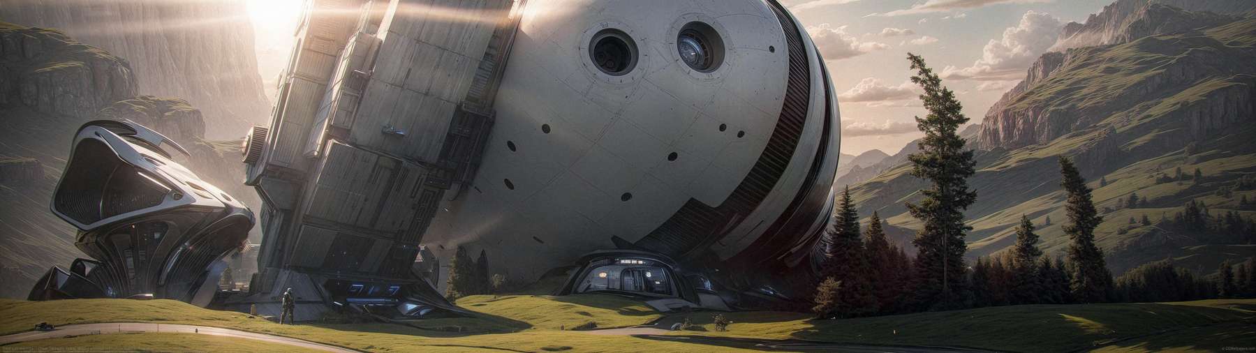 Giant scifi telescope ultra ancha fondo de escritorio