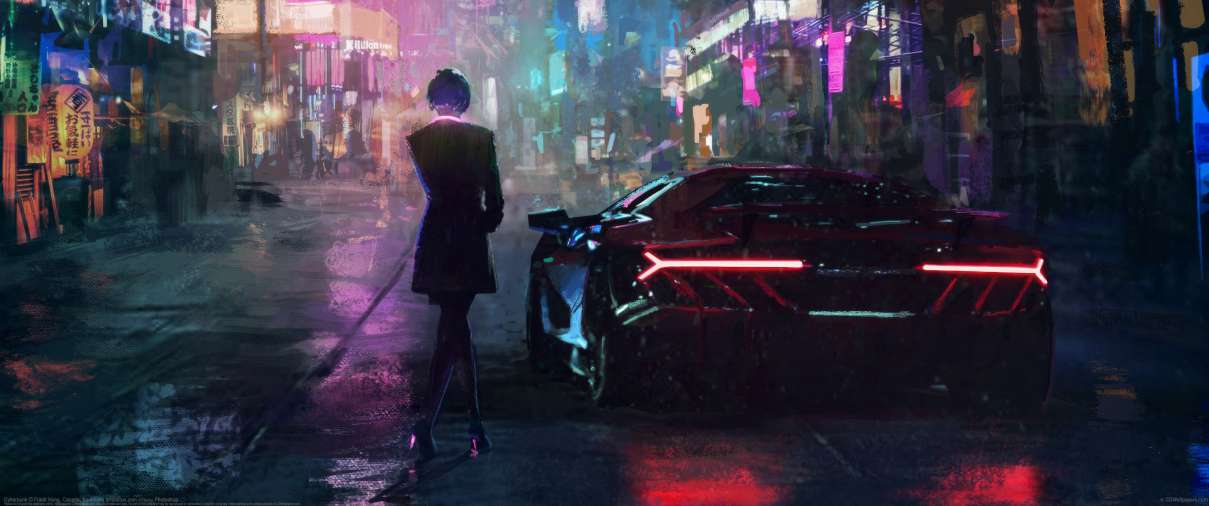 Cyberpunk ultra ancha fondo de escritorio