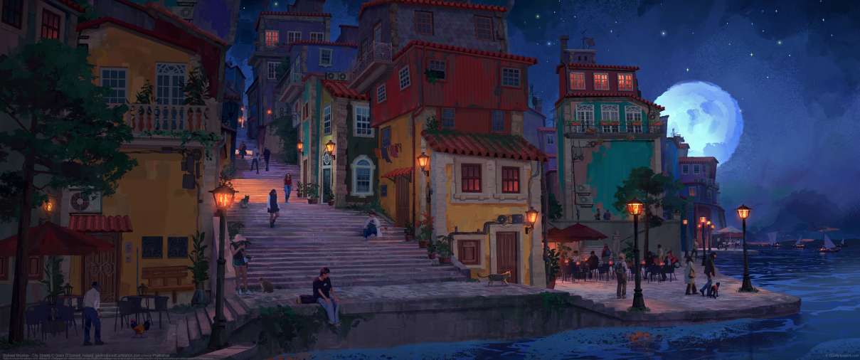 Stylised Brushes - City Streets ultra ancha fondo de escritorio