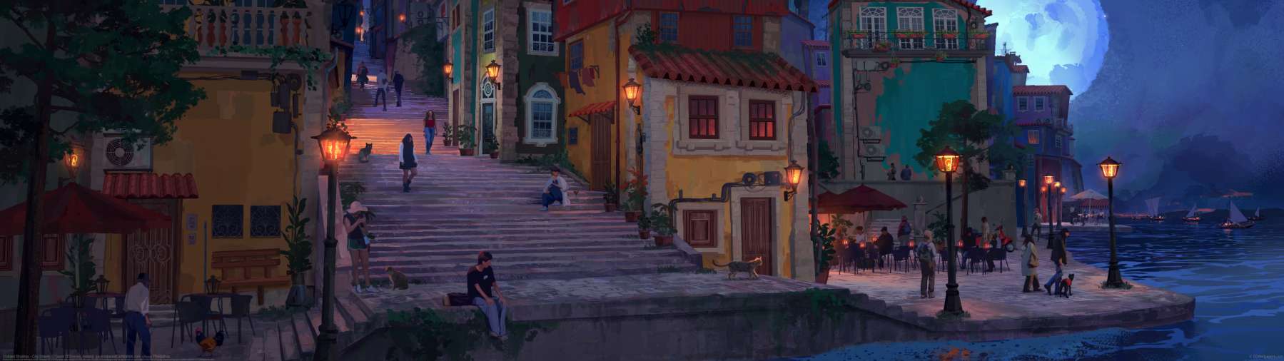 Stylised Brushes - City Streets ultra ancha fondo de escritorio