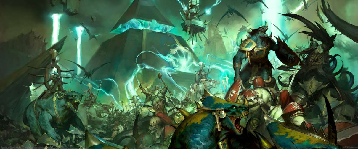 Seraphon vs Chaos ultra ancha fondo de escritorio