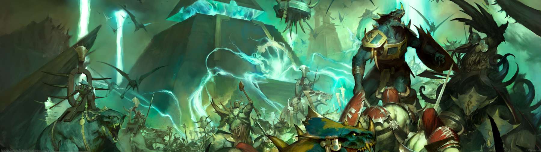 Seraphon vs Chaos ultra ancha fondo de escritorio