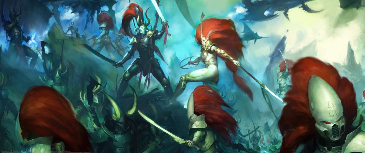 Warhammer 40k: Drazhar vs Jain Zar ultra ancha fondo de escritorio