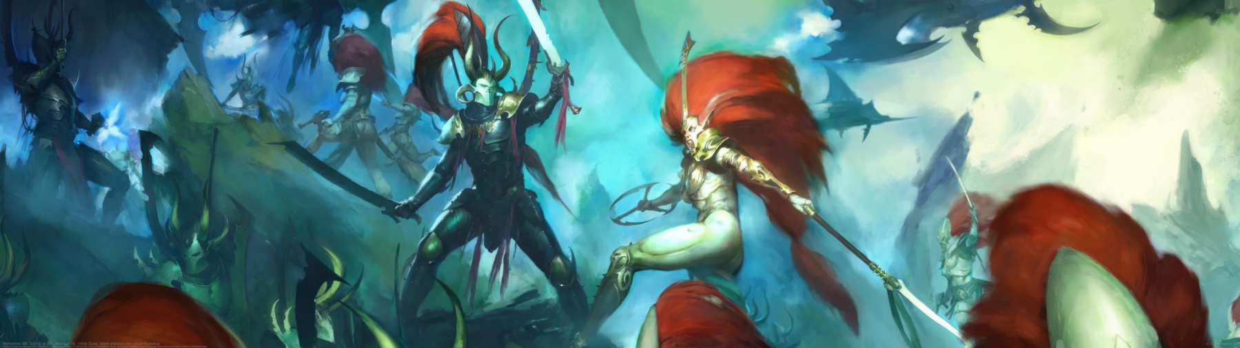 Warhammer 40k: Drazhar vs Jain Zar ultra ancha fondo de escritorio