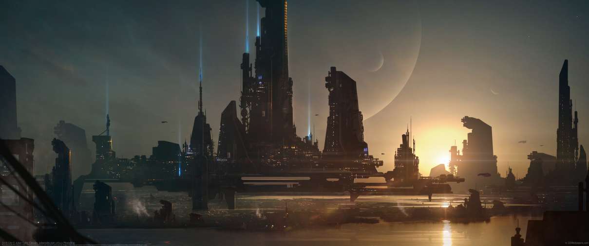 Sci-fi City ultra ancha fondo de escritorio