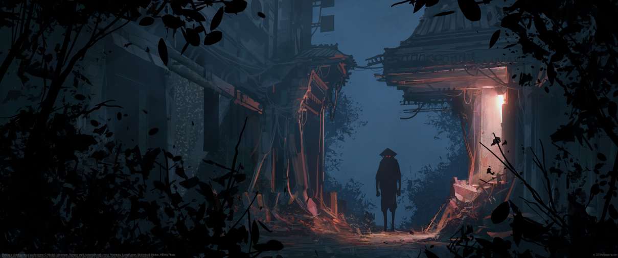 Making a painting into a Movie-scene ultra ancha fondo de escritorio