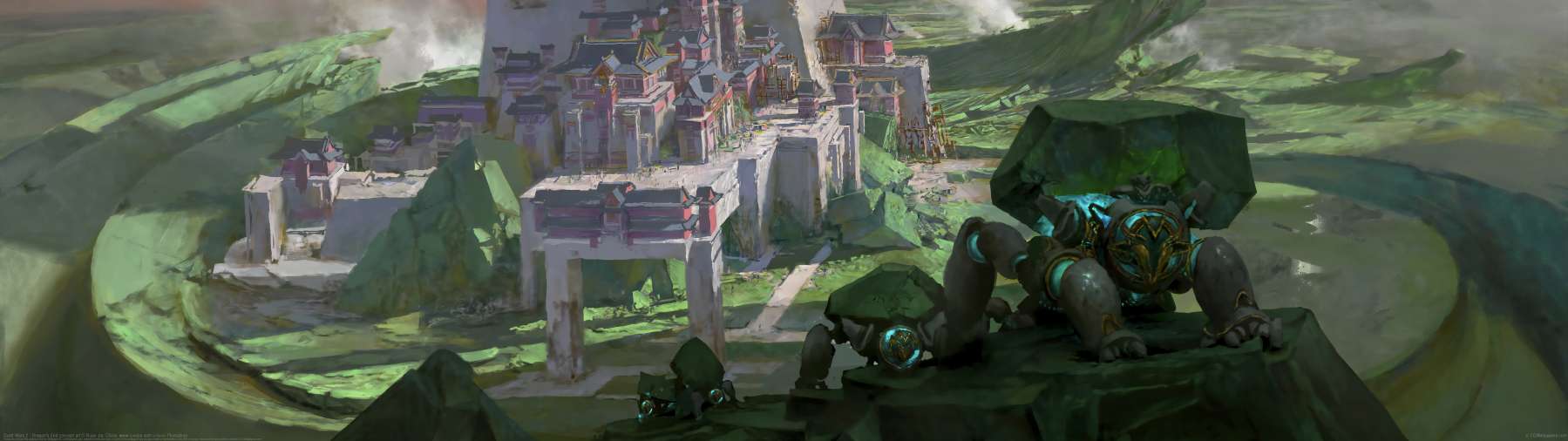 Guild Wars 2 - Dragon's End concept art ultra ancha fondo de escritorio