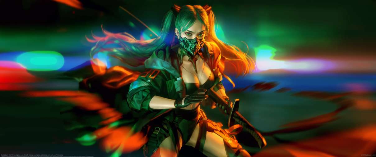 Cyberpunk Girl ultra ancha fondo de escritorio