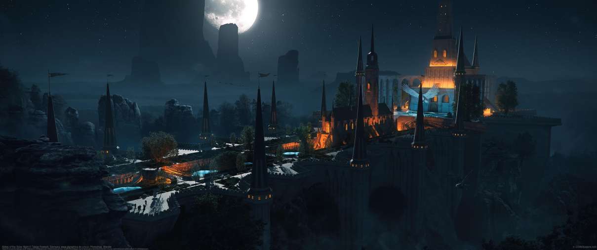 Abbey of the Skies Night ultra ancha fondo de escritorio