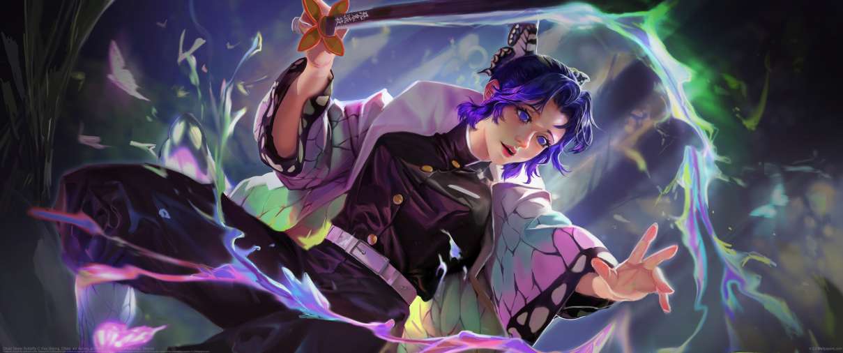 Ghost Slayer Butterfly ultra ancha fondo de escritorio