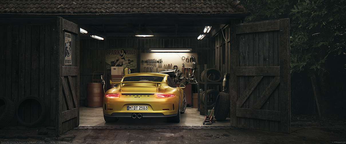 Porsche Barn ultra ancha fondo de escritorio