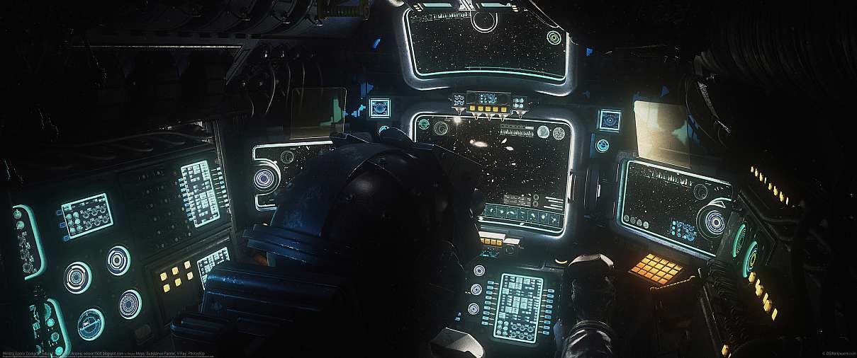 Military Space Cockpit ultra ancha fondo de escritorio