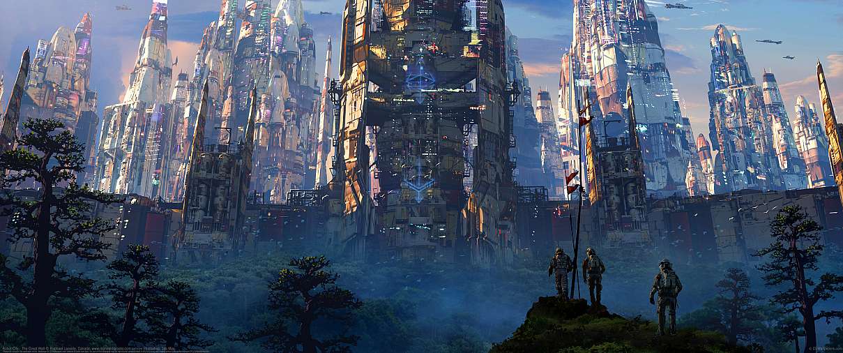 Robot City - The Great Wall ultra ancha fondo de escritorio